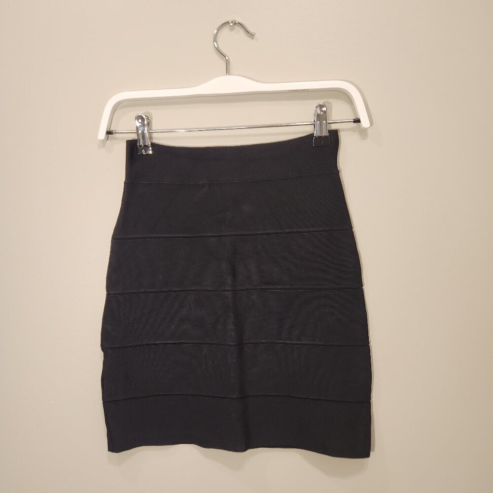 BCBG MaxAzria Bandage Skirt Simone Black Mini Y2K Goth Grunge Festival - Size S